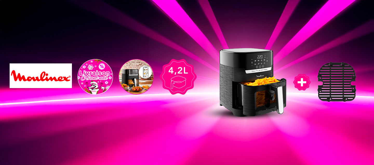 Friteuse à air chaud Air Fryer 4,2L (sans huile) avec fenêtre MOULINEX