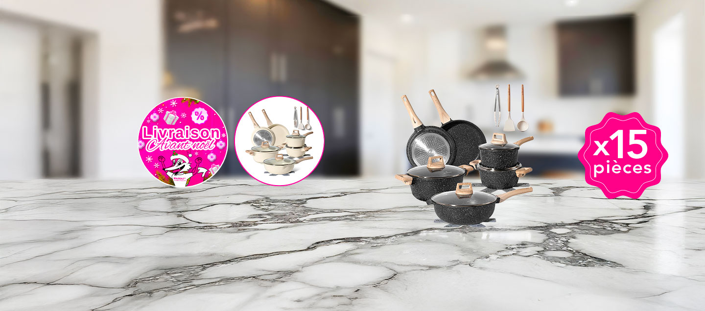 Batterie de cuisine 15 pièces (tous feux dont induction) JUST PERFECTO