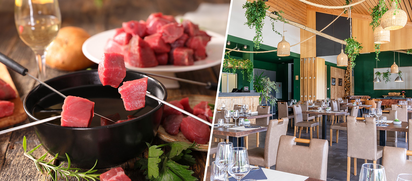 Menu Fondue à la viande avec entrée, dessert et Kir de bienvenue dès 2 personnes