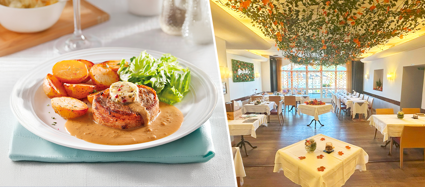 Menu Tournedos de filet de boeuf avec entrée et dessert dès 2 personnes