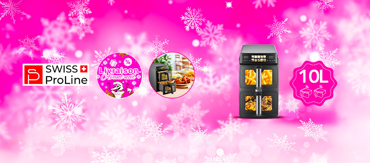 Friteuse à air chaud Air Fryer 10L (sans huile) avec double compartiments superposés Swiss ProLine