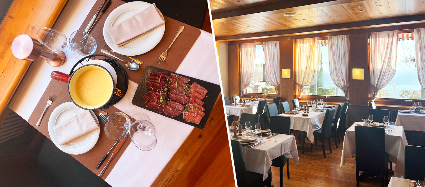 Menu Fondue moitié-moitié avec Ardoise de charcuterie, bouteille de vin et dessert dès 2 personnes