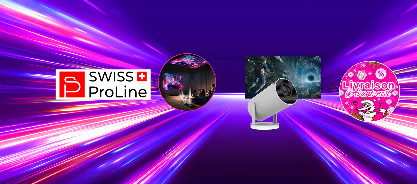 Projecteur connecté haute définition 4K (Application Netflix, Youtube, Amazon) Swiss ProLine
