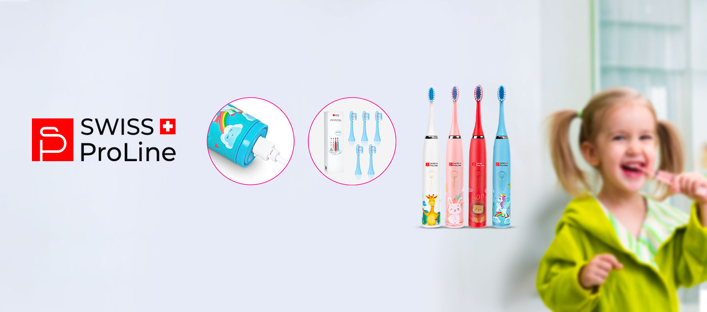 Brosse à dents électrique sonique sans fil pour enfants Swiss ProLine