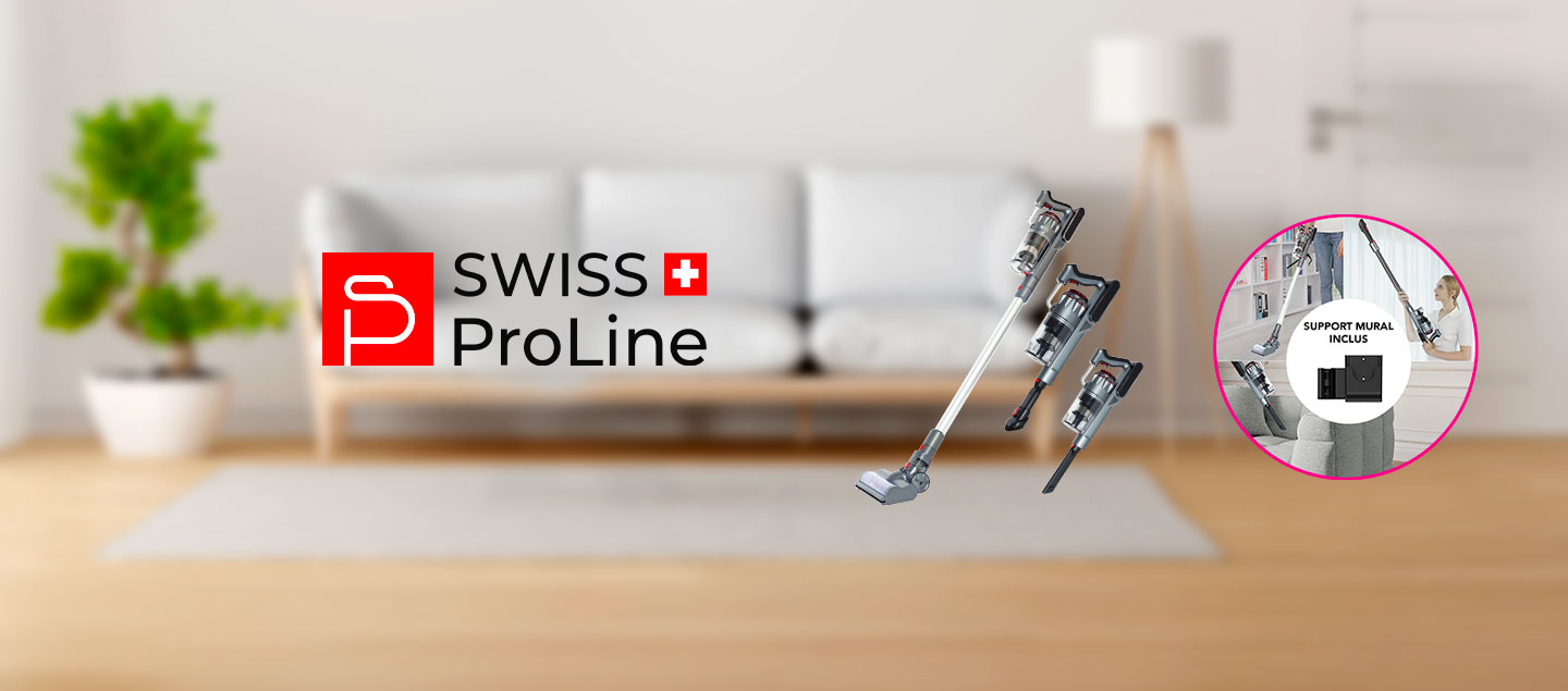 Aspirateur balai sans fil 2en1 (5 accessoires) Swiss ProLine