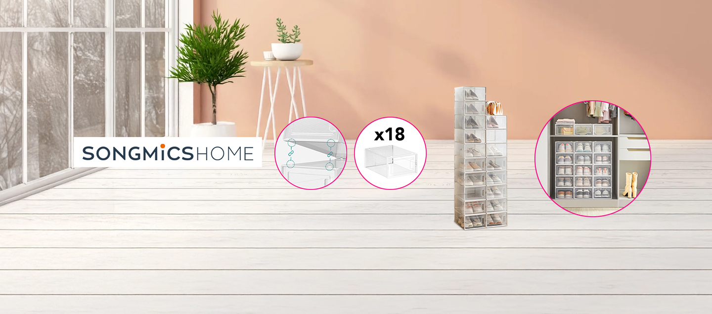 Boîte de rangement pour chaussures modulable SONGMICS (18 boîtes)