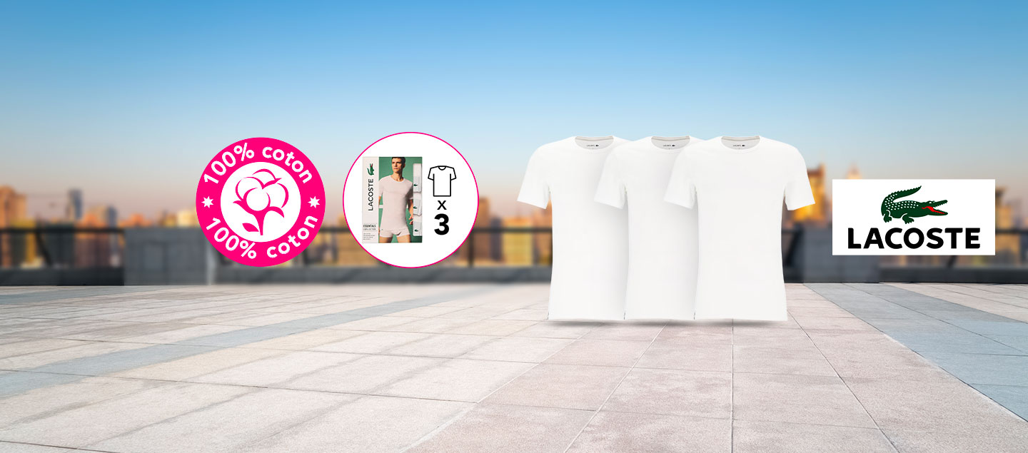 Set de 3 T-Shirt 100% coton LACOSTE 