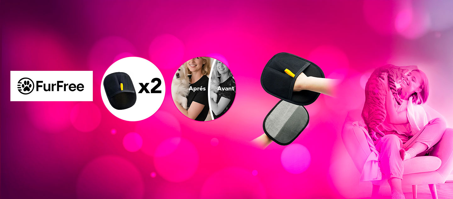 Set de 2 gants anti poils magique pour animaux (vêtements, canapé, voiture, lit ...) FurFree