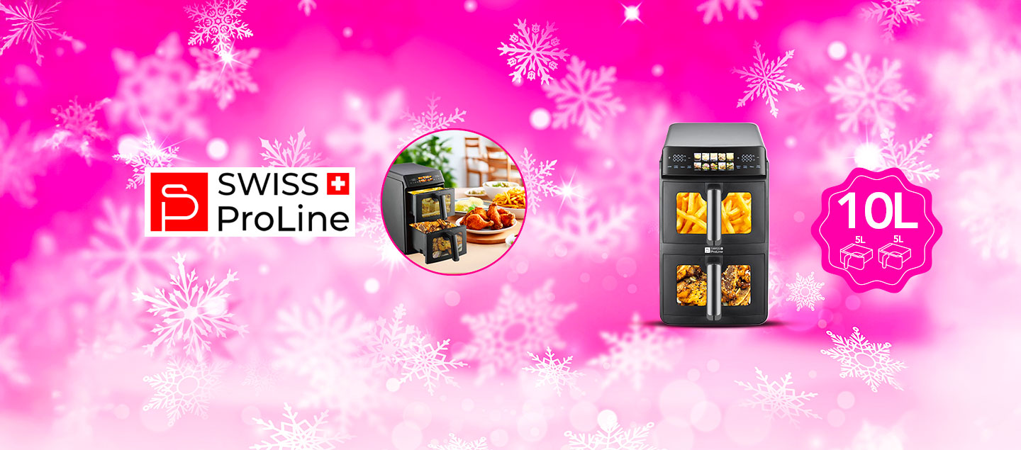 Friteuse à air chaud Air Fryer 10L (sans huile) avec double compartiments superposés Swiss ProLine