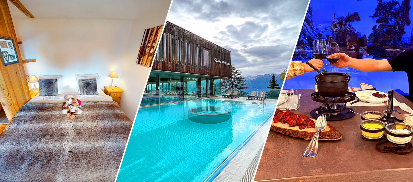Séjour à Anzère avec Petit-déjeuner, Fondue au choix (glareyarde ou fromage) et avec/sans accès au Anzère Spa & Wellness pour 2 personnes