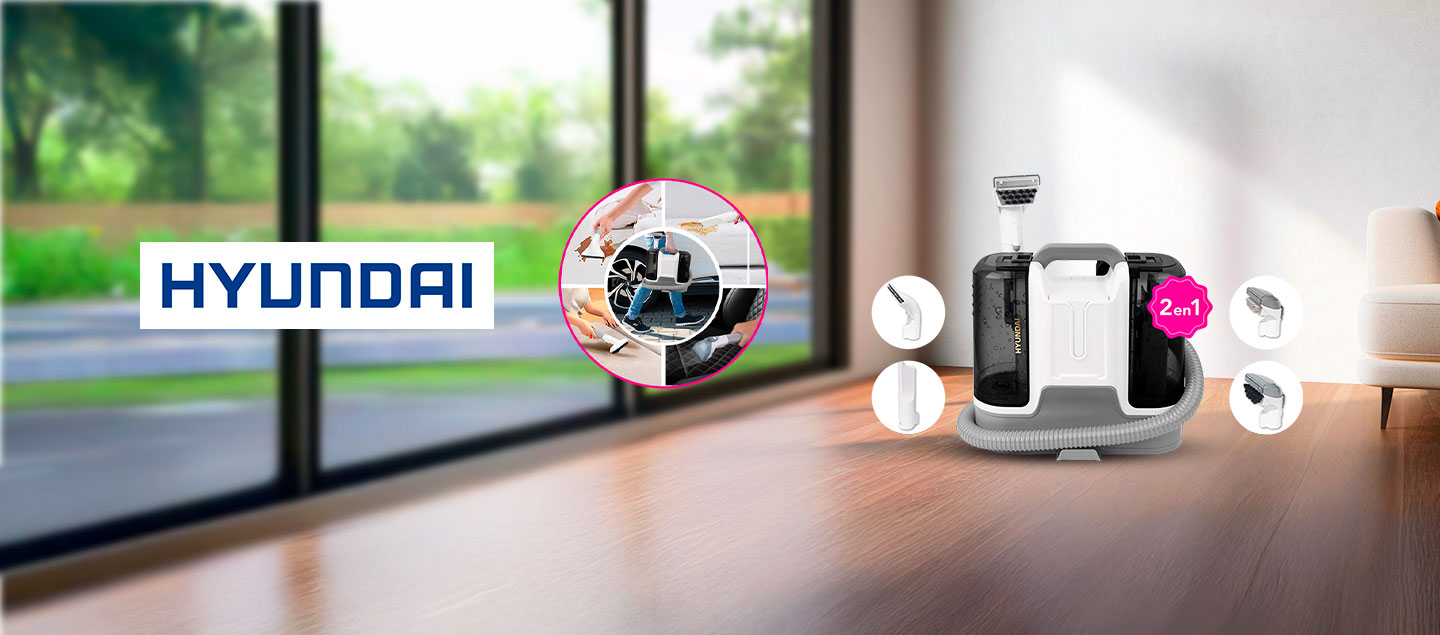 Nettoyeur-détacheur à eau 2en1 avec 5 brosses inclus HYUNDAI