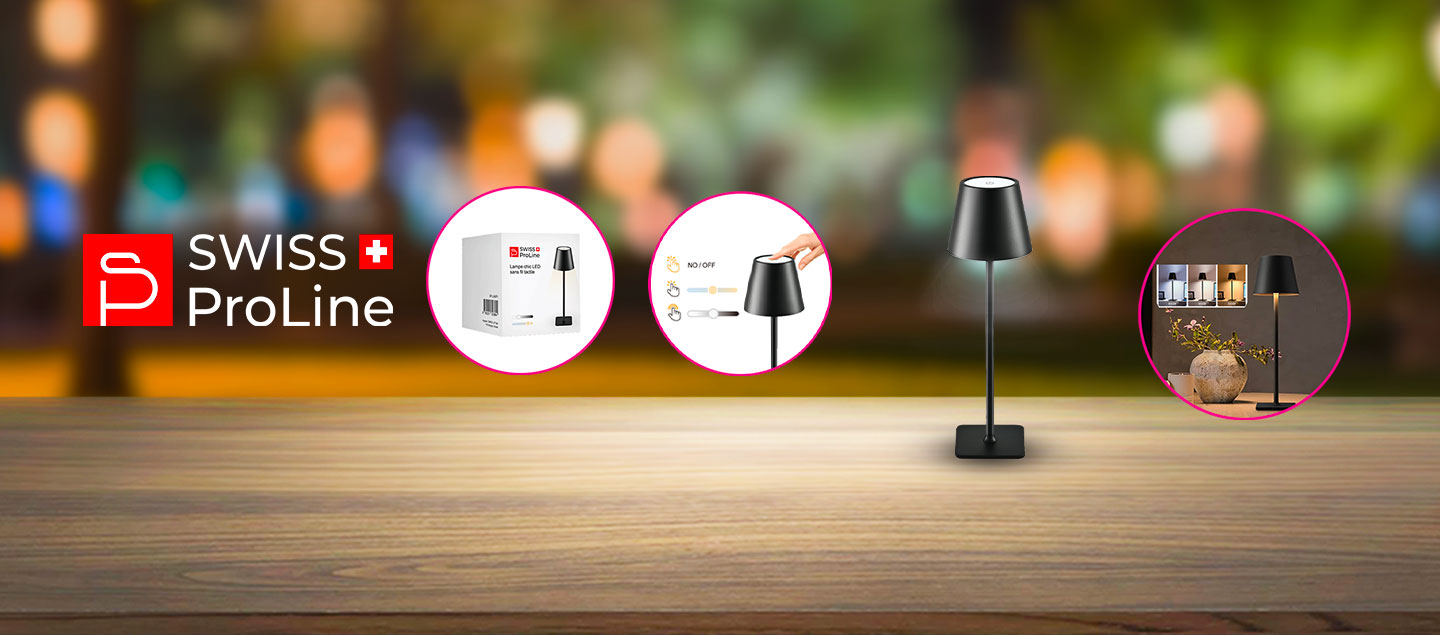 Lampe chic LED sans fil tactile Swiss ProLine