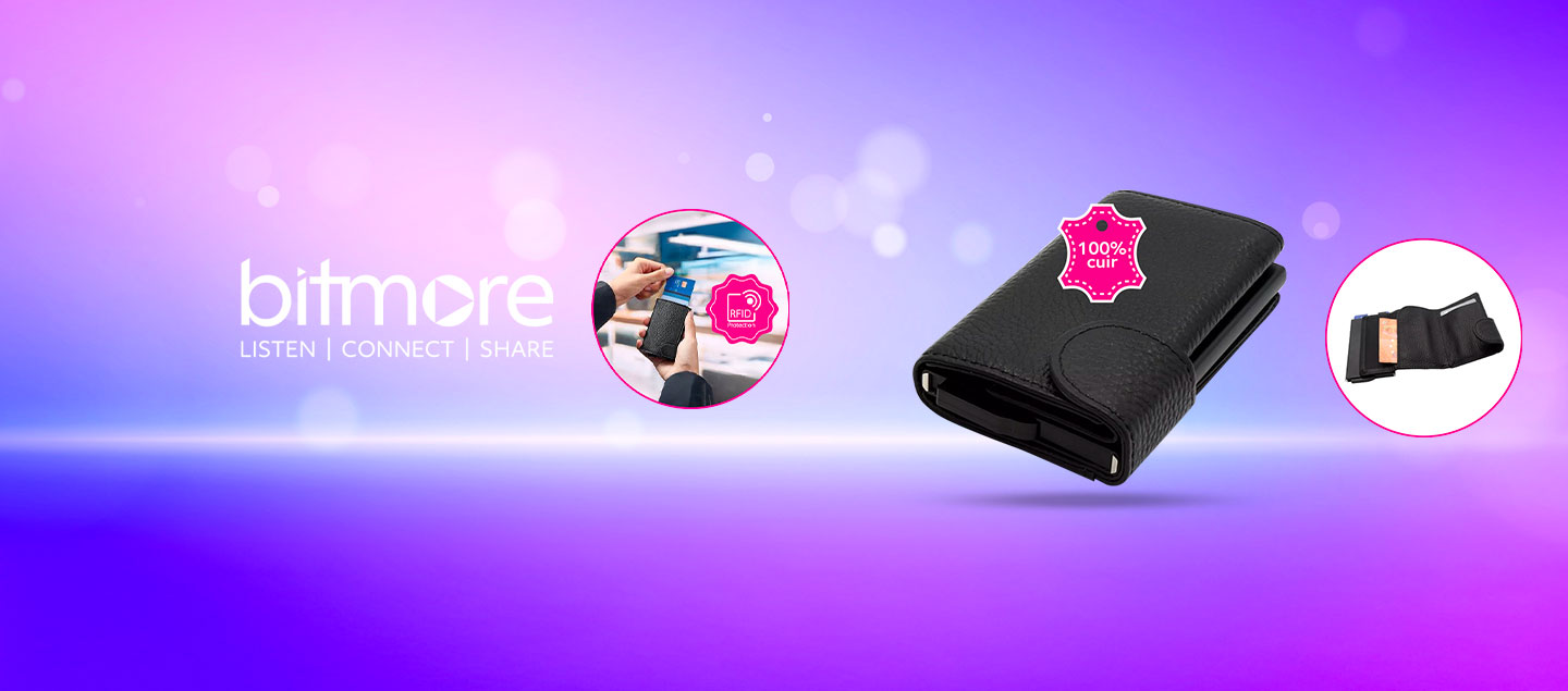 Porte-cartes en cuir avec protection RFID BITMORE