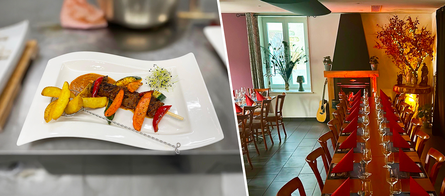 Menu Brochette de bœuf tandoori avec accompagnement, entrée et dessert dès 2 personnes