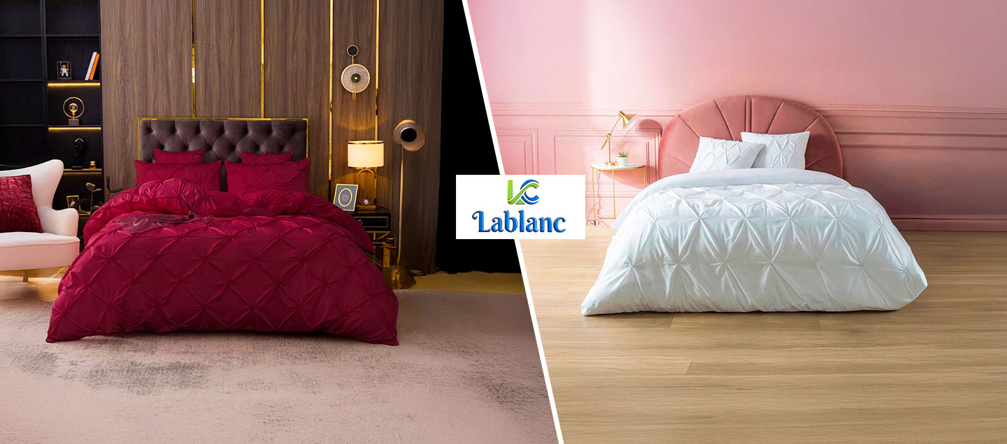 Set housse de duvet et d'oreillers avec effet plissée hypoallergénique LABLANC