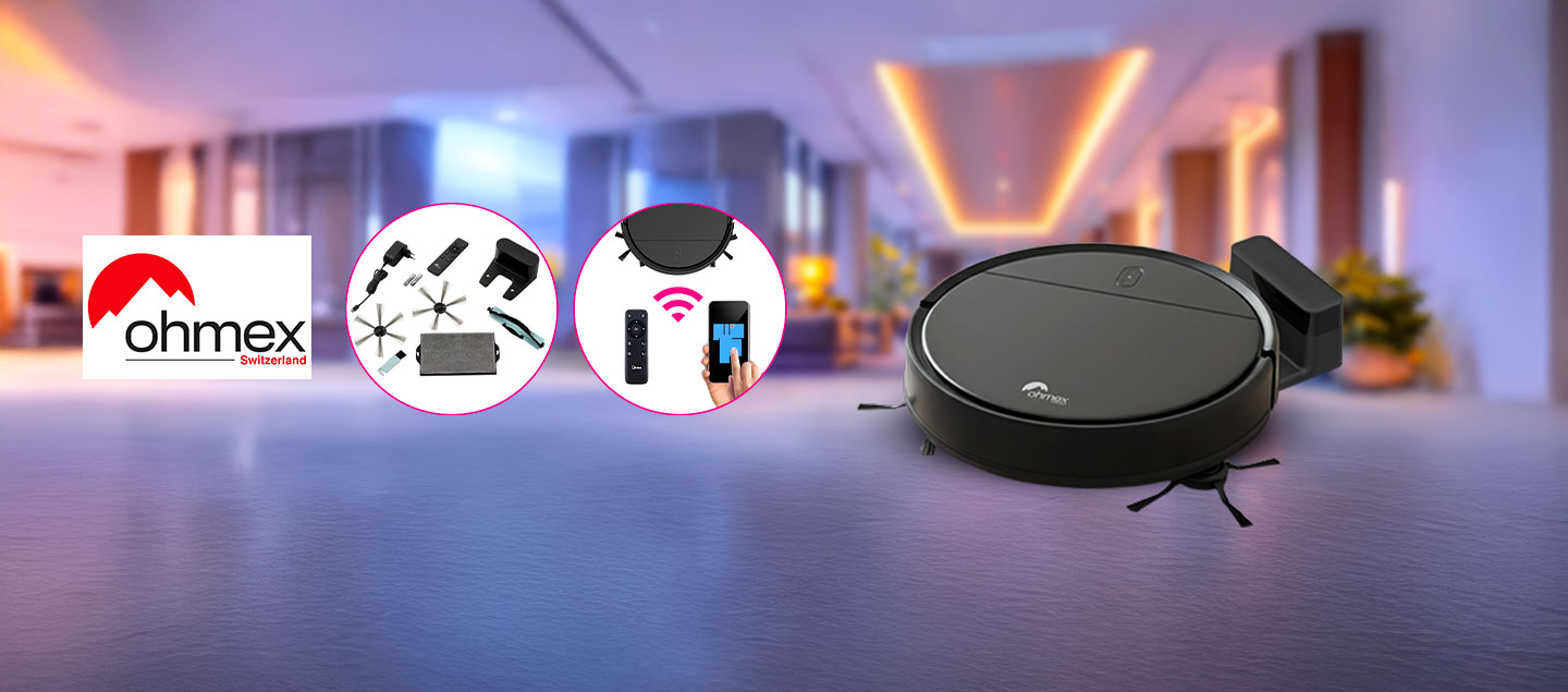 Aspirateur robot connecté 2en1 (aspirateur et laveur) OHMEX 