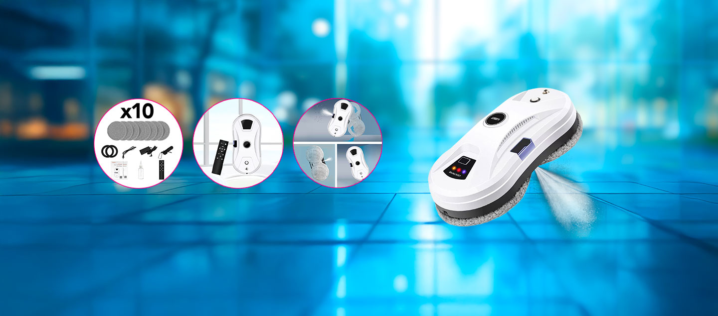 Robot laveur de vitre automatique avec 3 modes de nettoyage