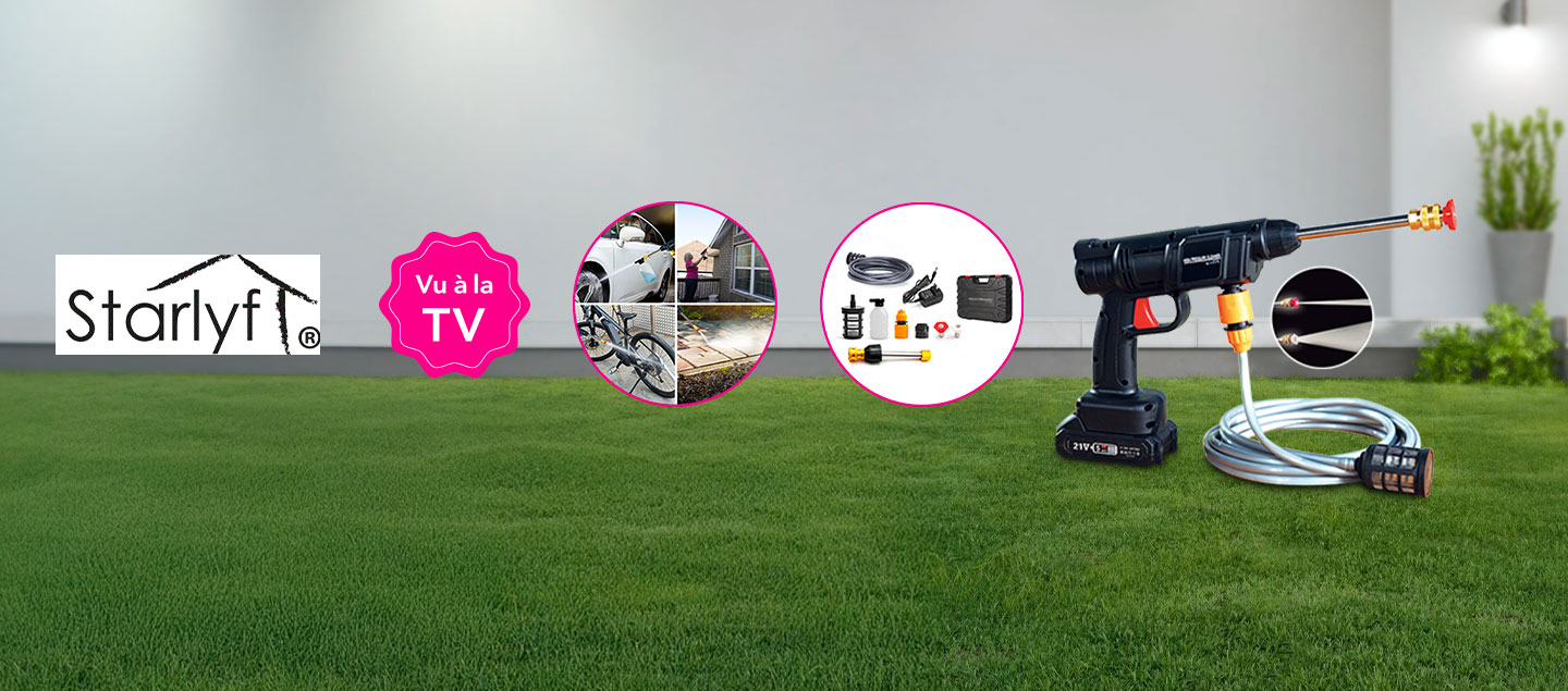 Nettoyeur haute pression rechargeable avec 8 accessoires STARLYF