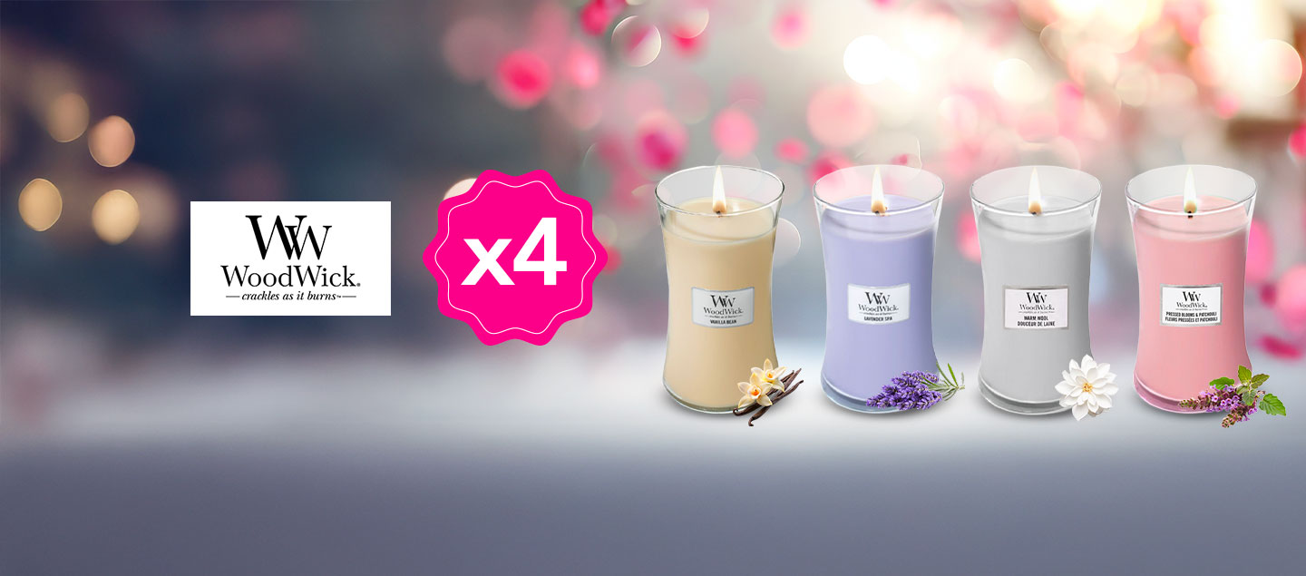Set de 4 bougies 2ème chance parfum surprise WOODWICK