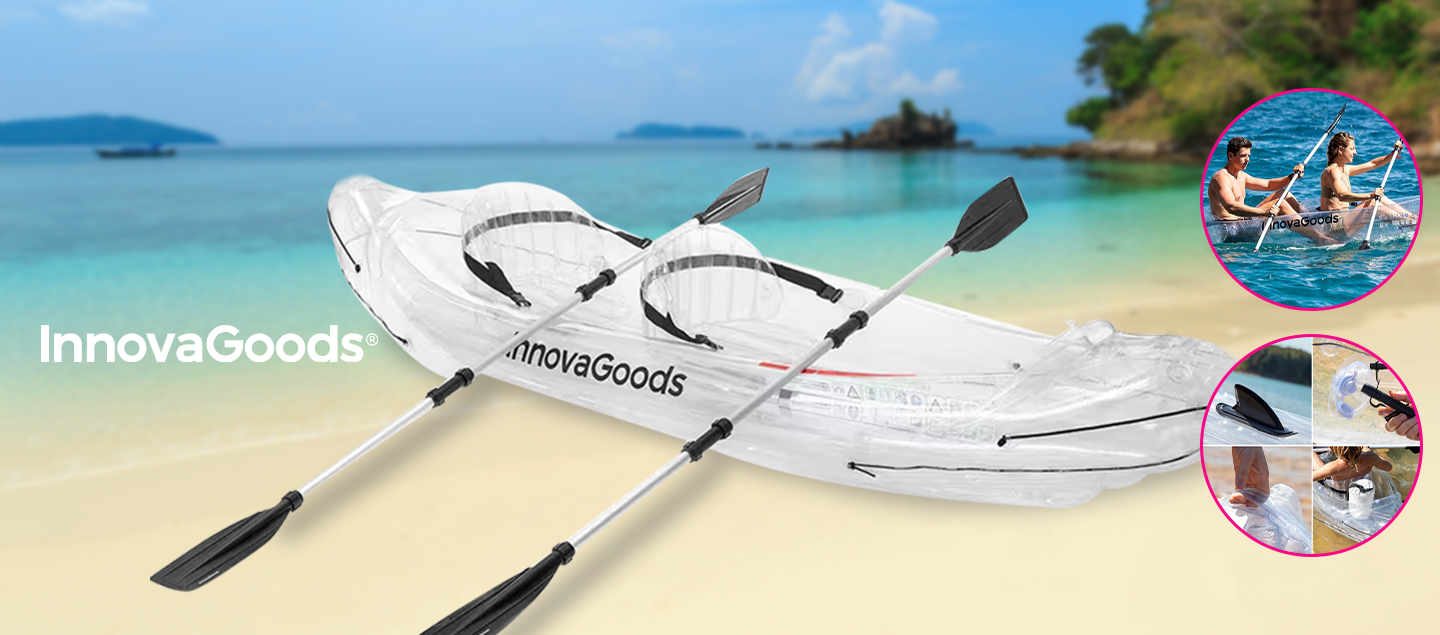 Kayak gonflable 2 places transparent avec accessoires