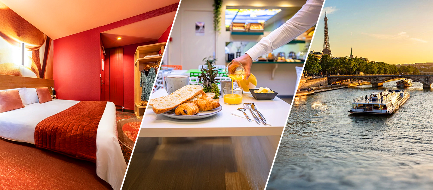 1 Nuitée à l'Hôtel Ariane Montparnasse *** à Paris avec petit déjeuner et avec/sans croisière sur la Seine en Bateaux-Mouches 