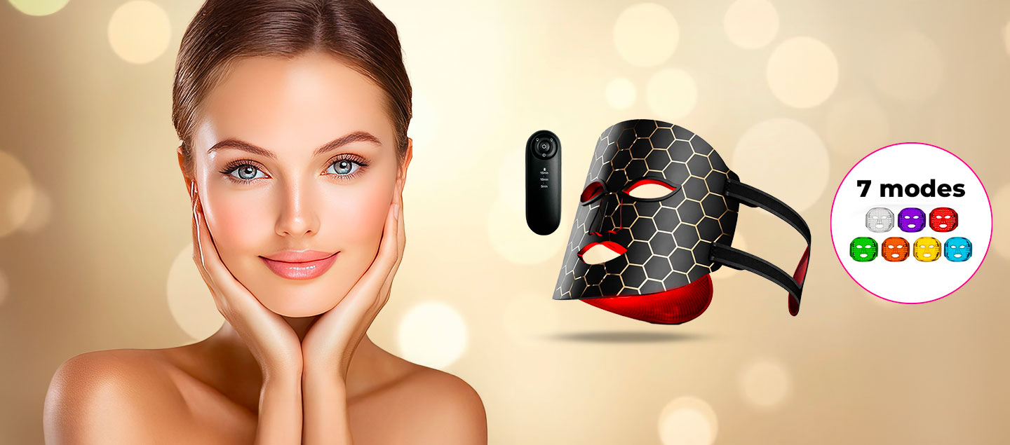 Masque de beauté LED sans fil avec 7 modes