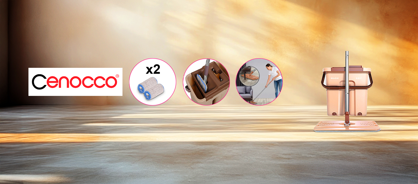 Panosse 2en1 pratique avec 2 serpillières en microfibre inclus CENOCCO