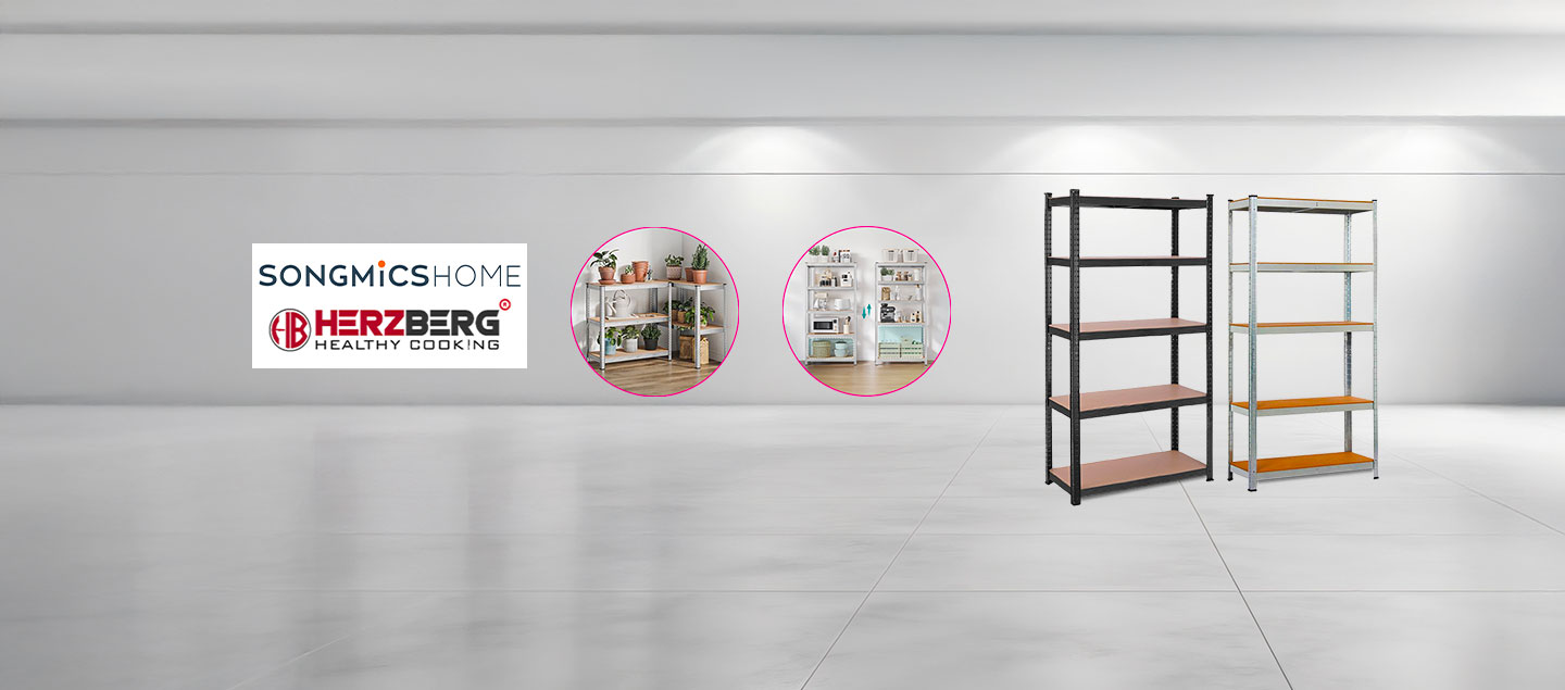 Etagère de rangement ultra robuste en acier équipée de 5 plateaux HERZBERG - SONGMICS