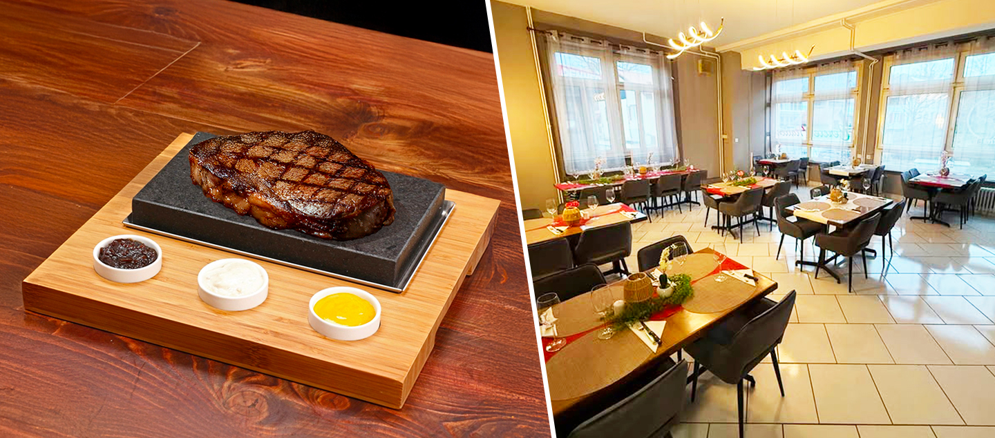 Menu Steak de boeuf sur ardoise avec entrée et dessert dès 2 personnes