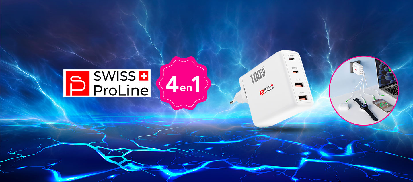 Chargeur 4en1 rapide avec câble USB-C inclus Swiss ProLine