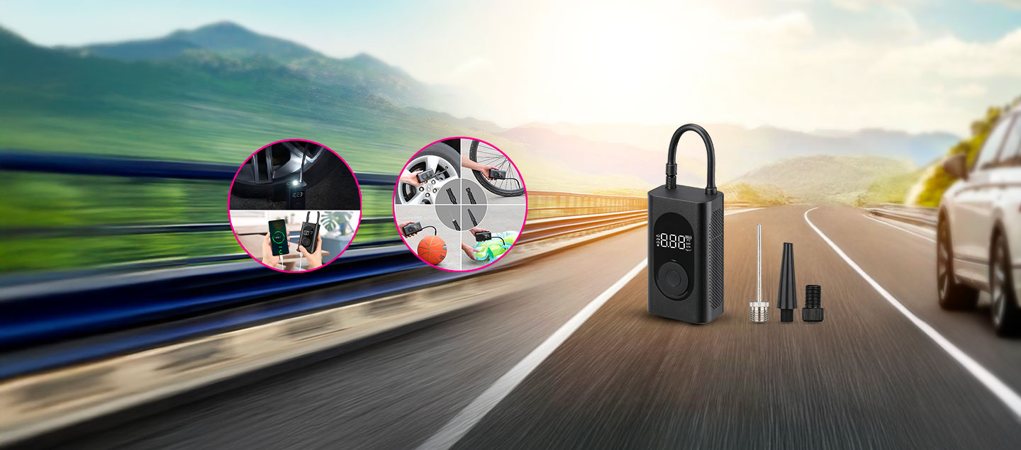 Compresseur d'air sans fil rechargeable pour voiture, vélo, et autres objets gonflables