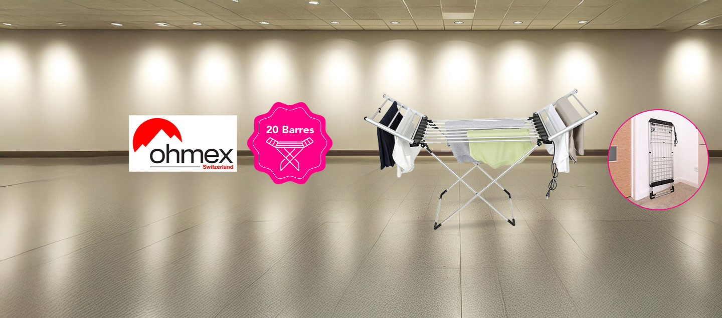 Etendoir à linge électrique pliable 20 barres OHMEX