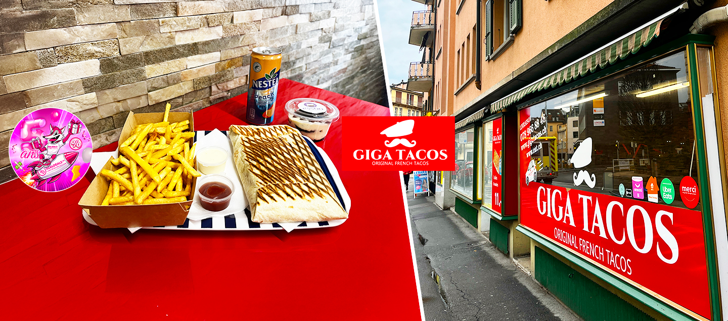 Menu Tacos taille L avec frites, boisson et dessert au Restaurant Giga Tacos de Morges