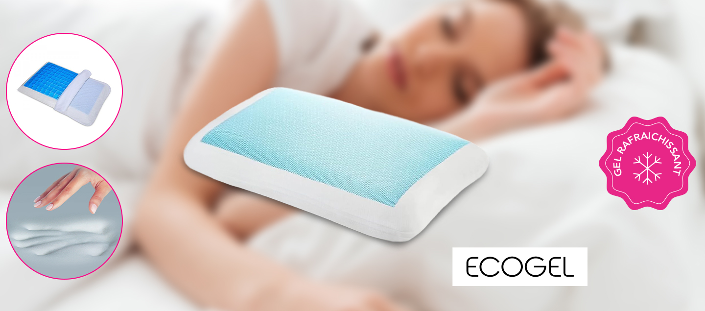 Oreiller à mémoire de forme avec gel fraicheur ECOGEL