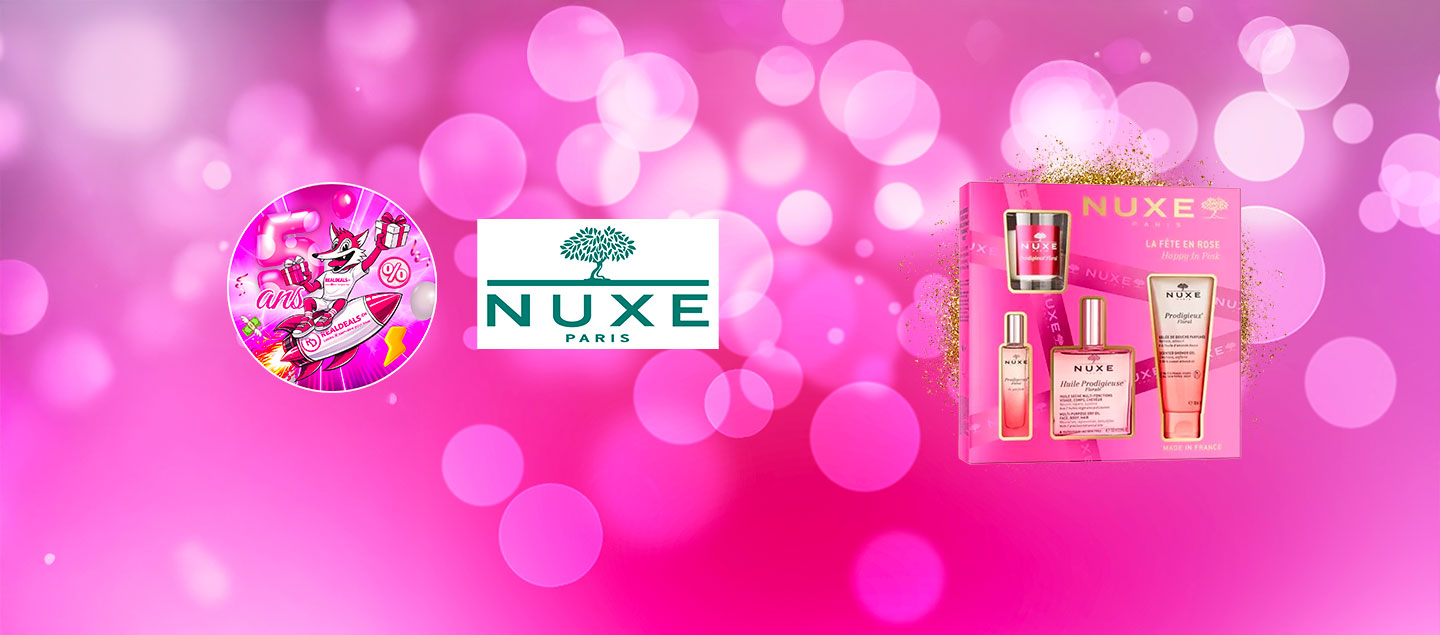 Coffret Florale NUXE (Huile Prodigieuse 100ml, Parfum 15ml, Gel Douche 100ml, Bougie parfumée 70g)