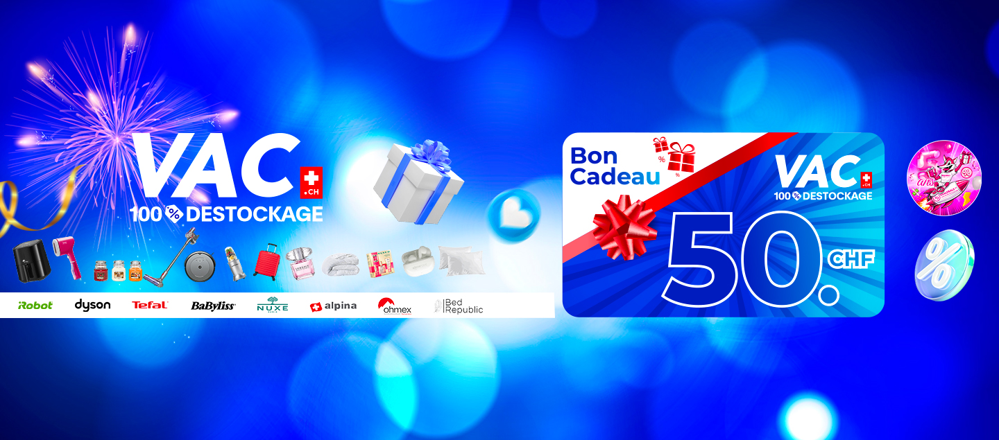 Bon d'une valeur de CHF 50.- valable sur tout le site VAC.ch