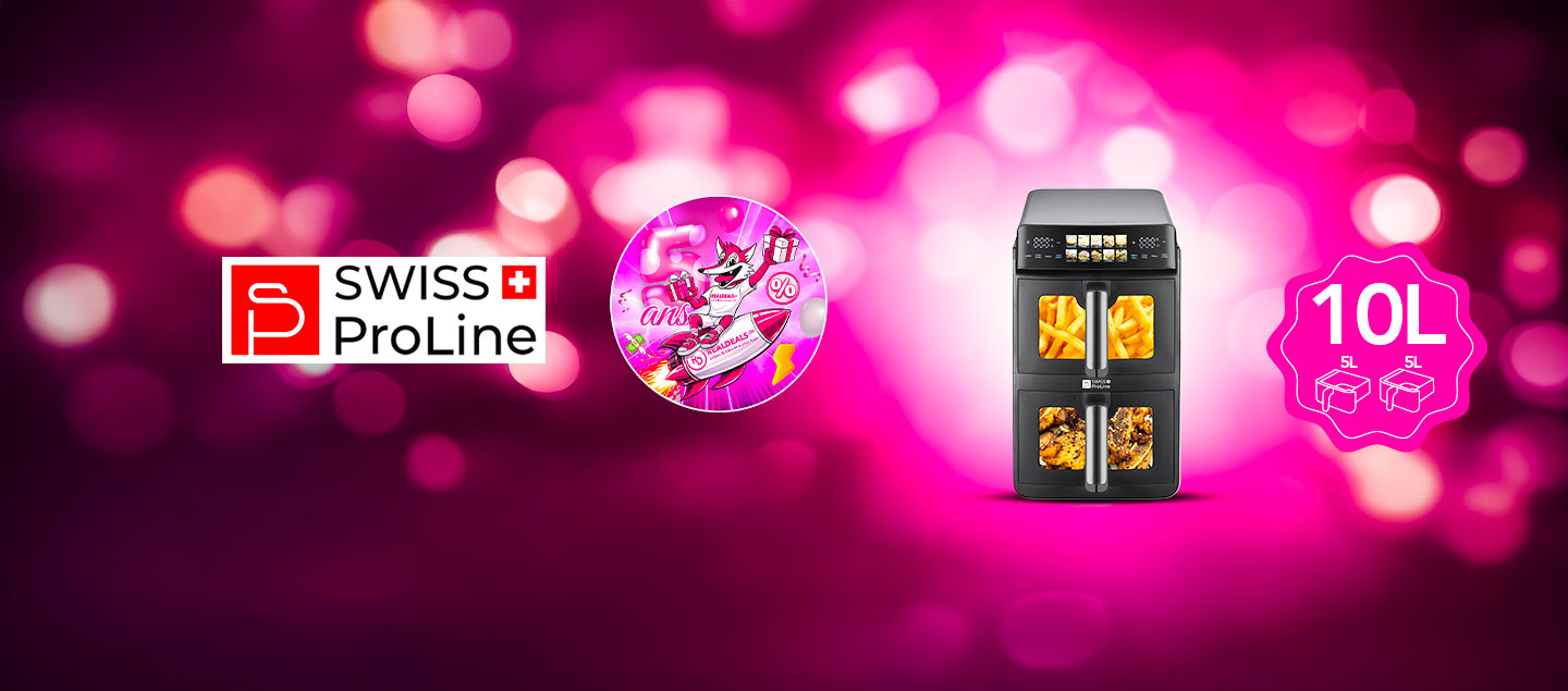 Friteuse à air chaud Air Fryer 10L (sans huile) avec double compartiments superposés Swiss ProLine