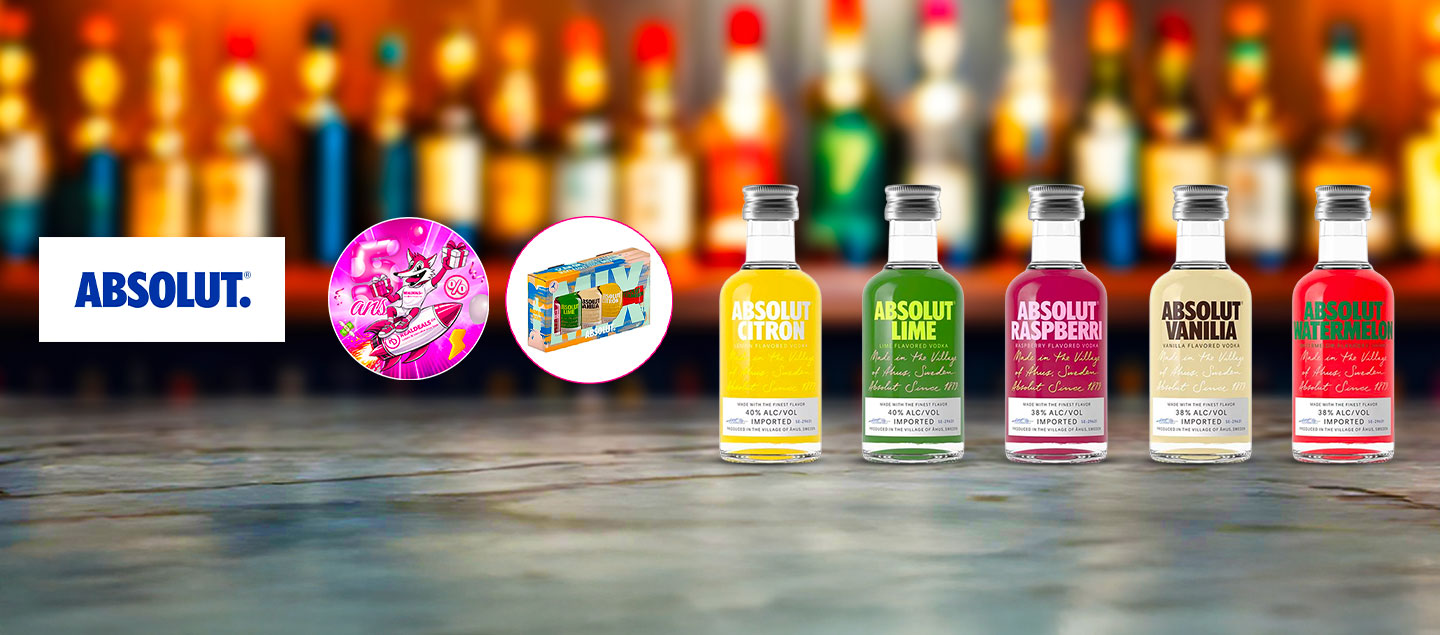 Coffret découverte de 5 vodkas aromatisées ABSOLUT
