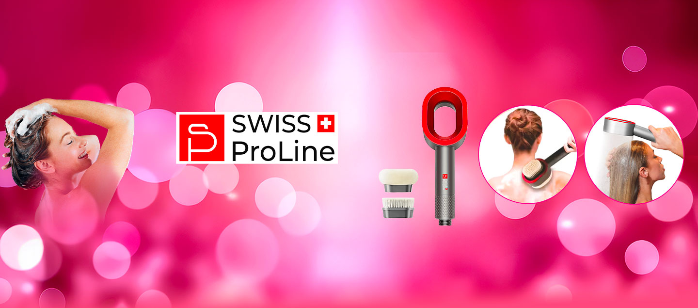 Pommeau de douche magnétique 3en1 (Soin purifiant, brosse nettoyante, brosse relaxante) Swiss ProLine