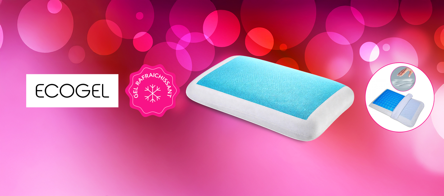 Oreiller à mémoire de forme avec gel fraicheur ECOGEL