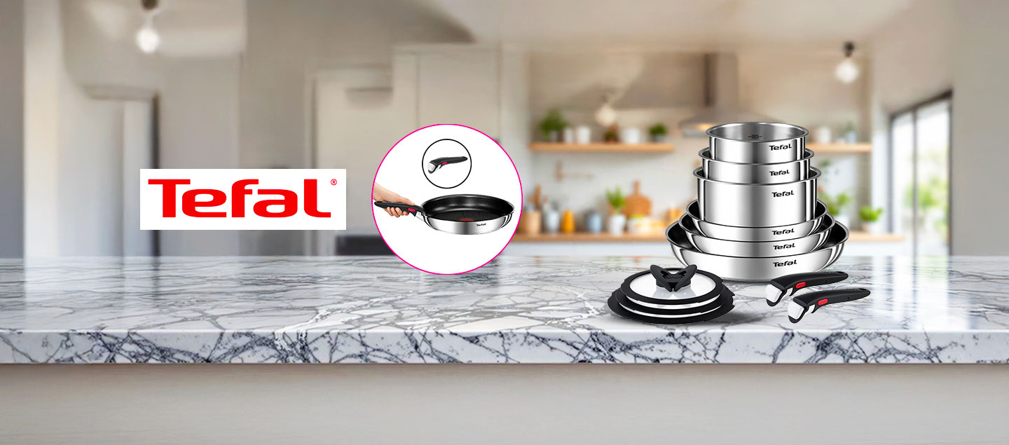 Batterie de cuisine 11 pièces avec poignée amovible tous feux dont Induction Ingenio TEFAL
