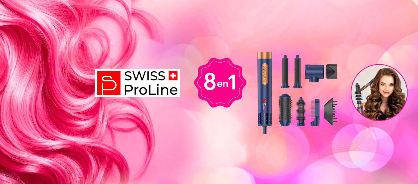 Brosse professionnelle ionique 8en1 (8 accessoires) Swiss ProLine