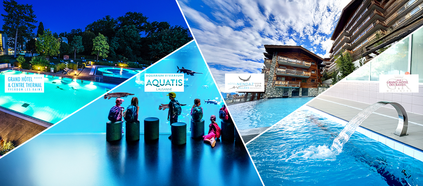Abonnement illimité aux Bains d’Yverdon, à Aquatis, au Spa de l’Hôtel Nendaz 4 Vallées et à la Piscine chauffée et le Minigolf du Grand Hôtel des Rasses  