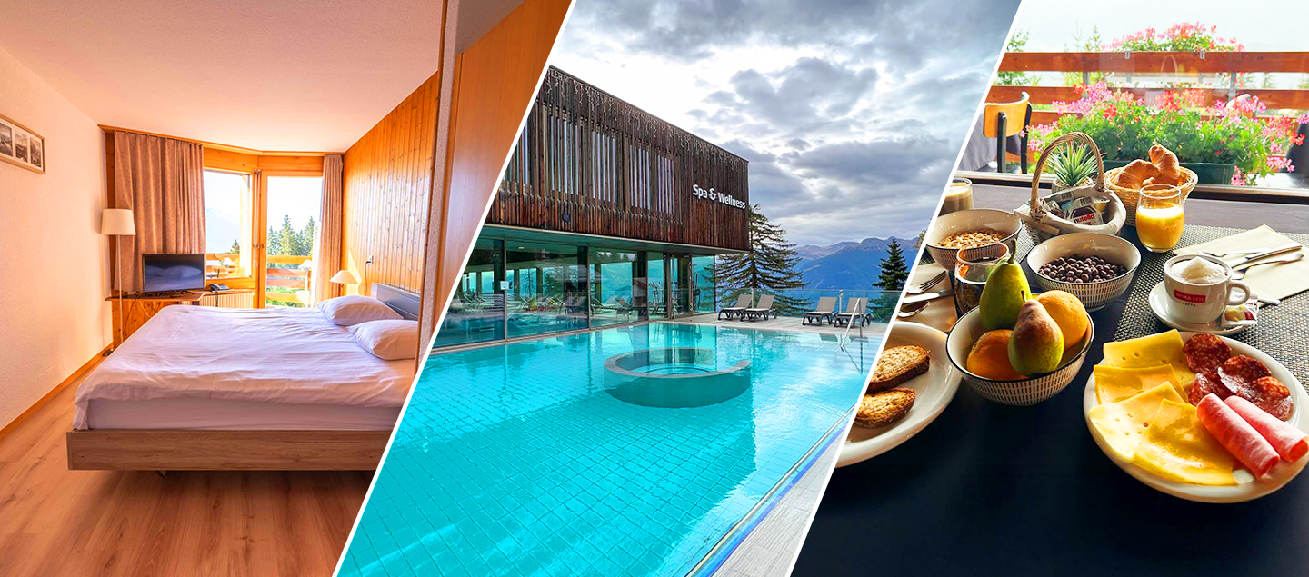 Séjour à Anzère avec Cocktail de bienvenue, Petit-déjeuner et Accès ou Rabais aux Bains chauds d'Anzère Spa & Wellness dès 2 personnes