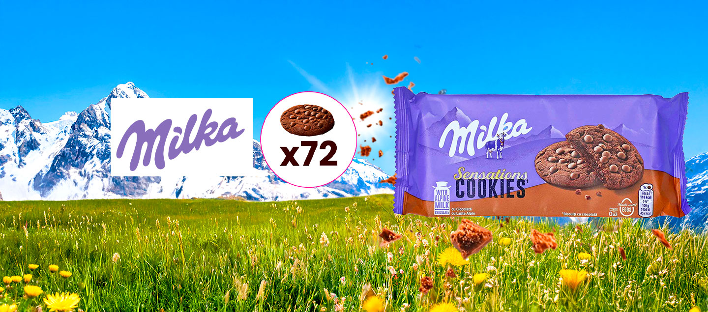 Set de 72 cookies au chocolat MILKA (12 paquets)