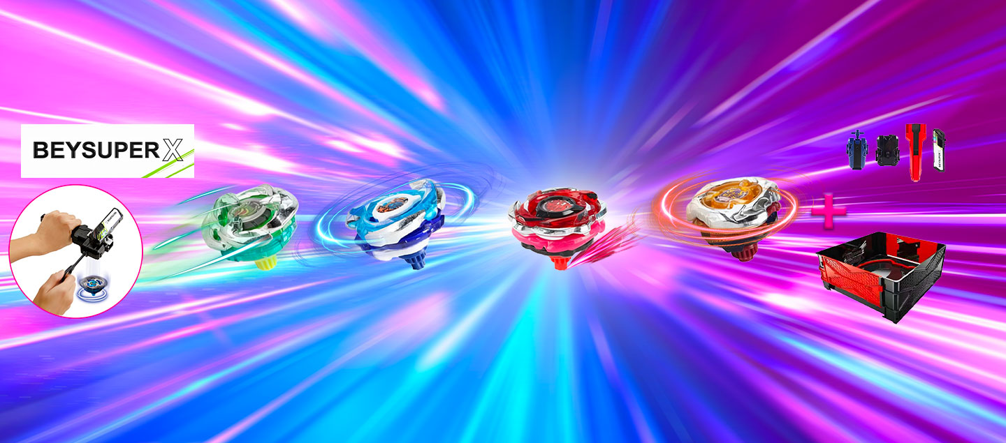 Set de 4 toupies avec 1 arène BEYSUPER X
