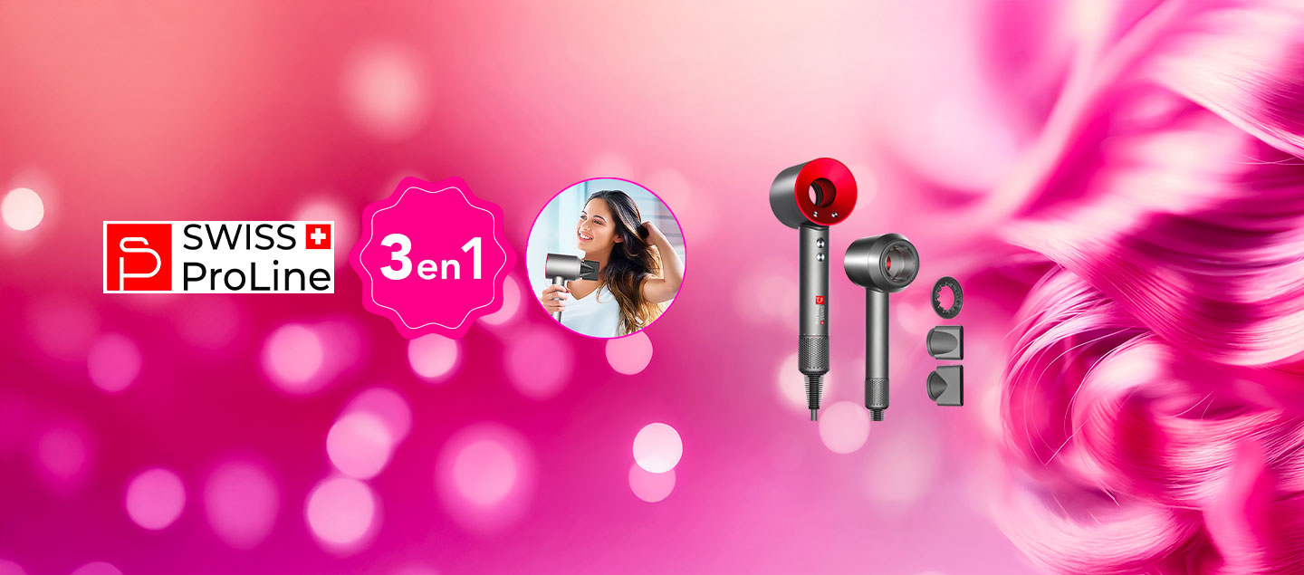 Sèche-cheveux ionique 3en1 (3 accessoires) Swiss ProLine