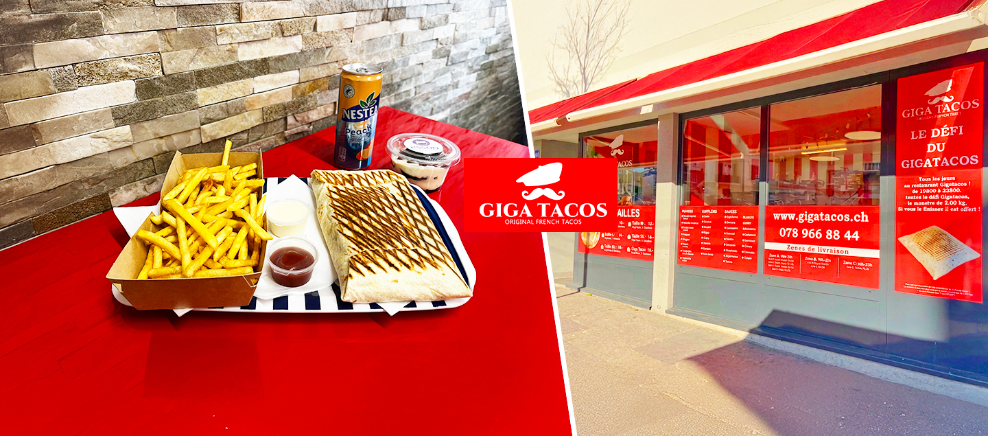 Menu Tacos taille L avec frite, boisson et dessert au Restaurant Giga Tacos de Lausanne Pontaise 