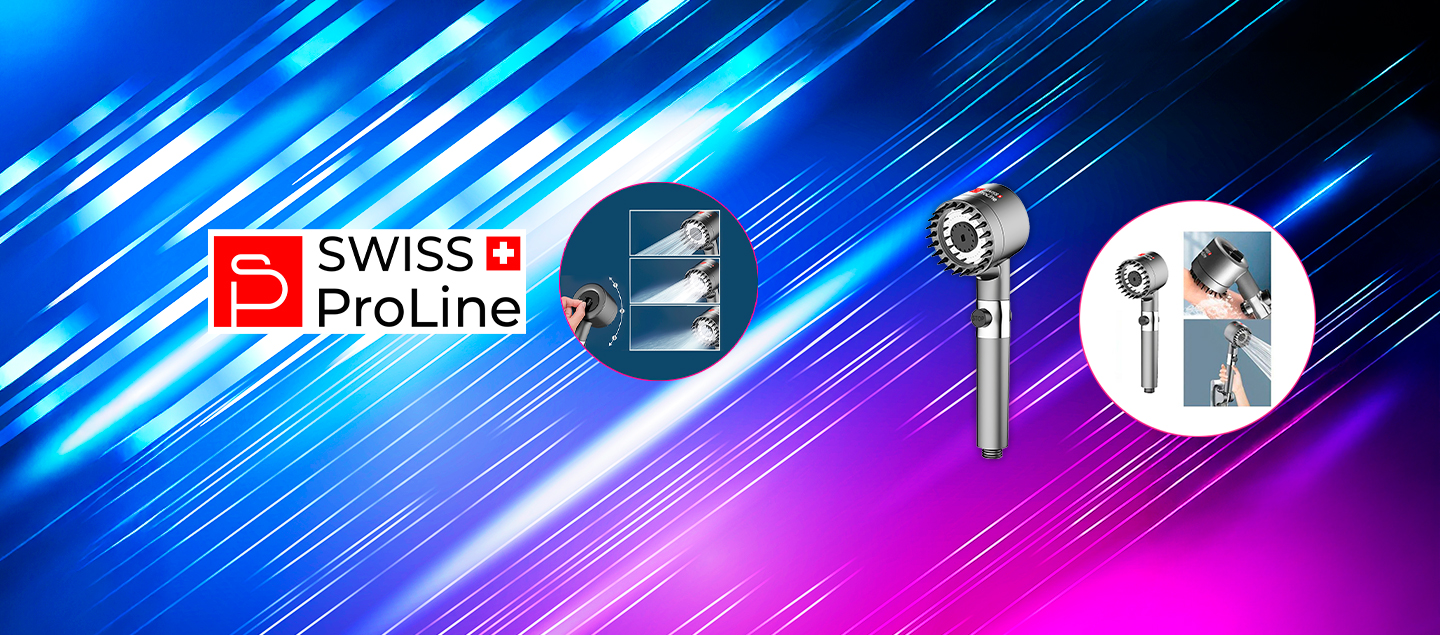 Pommeau de douche avec 3 modes puissants Swiss ProLine