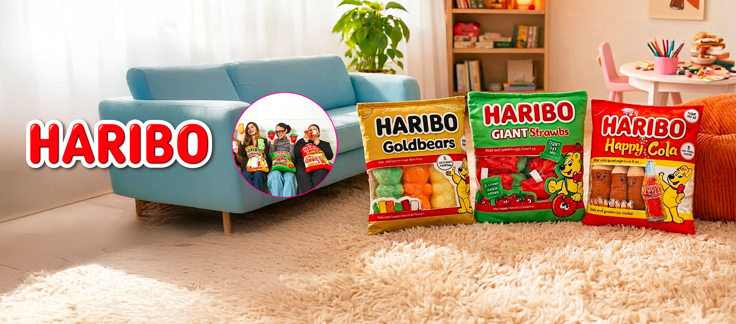 Coussin 2en1 avec 4 ou 5 peluches HARIBO